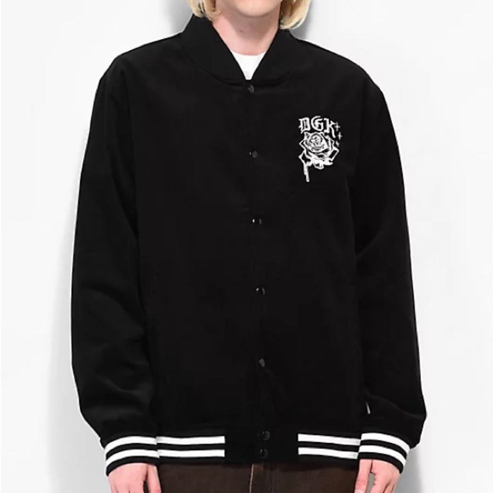 DGK Dominion Black Corduroy Bomber Jacket - size Large